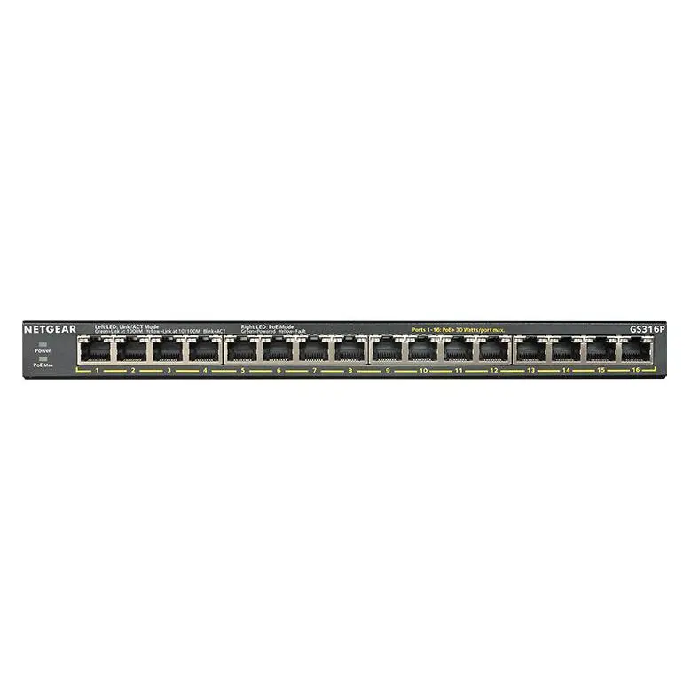 Netgear GS316P 16 Port Unmanaged Gigabit Power Over Ethernet Switch