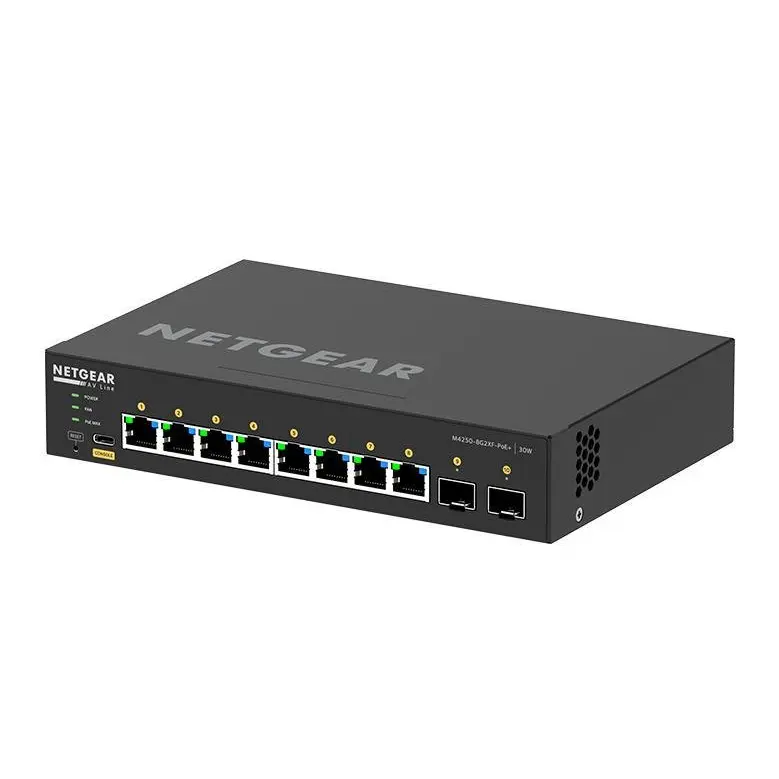 NETGEAR AV Line 8-Port Managed Rackmount Gigabit PoE Plus Switch with 2 x 1GbE SFP Plus Ports