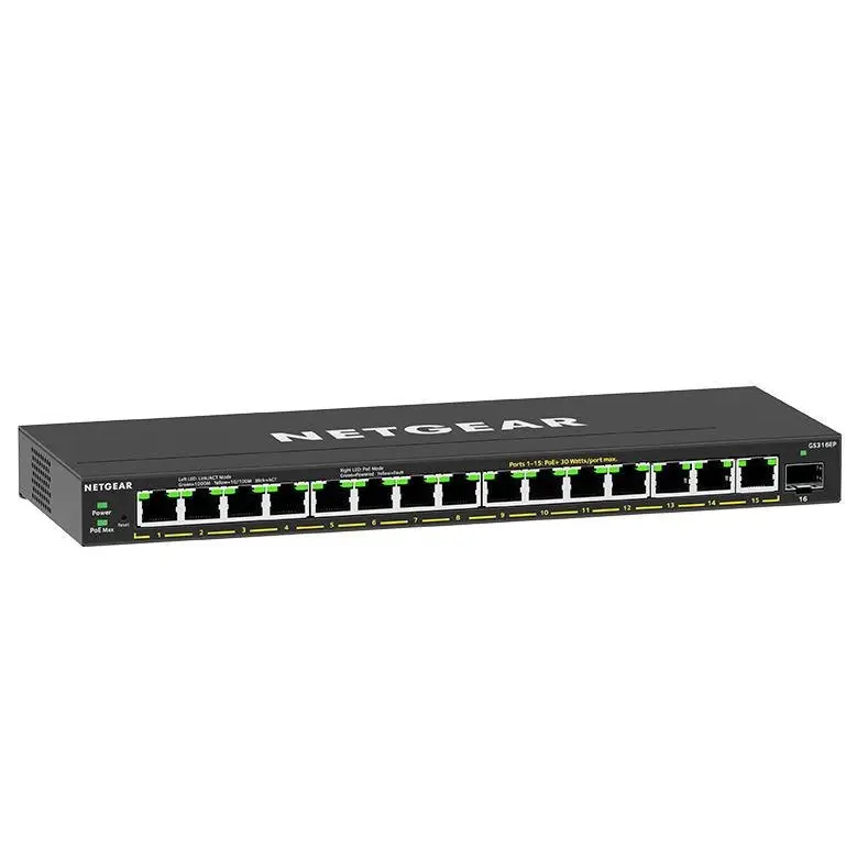 NETGEAR GS316EP 16 Power Over Ethernet Plus Gigabit Ethernet Network Switch