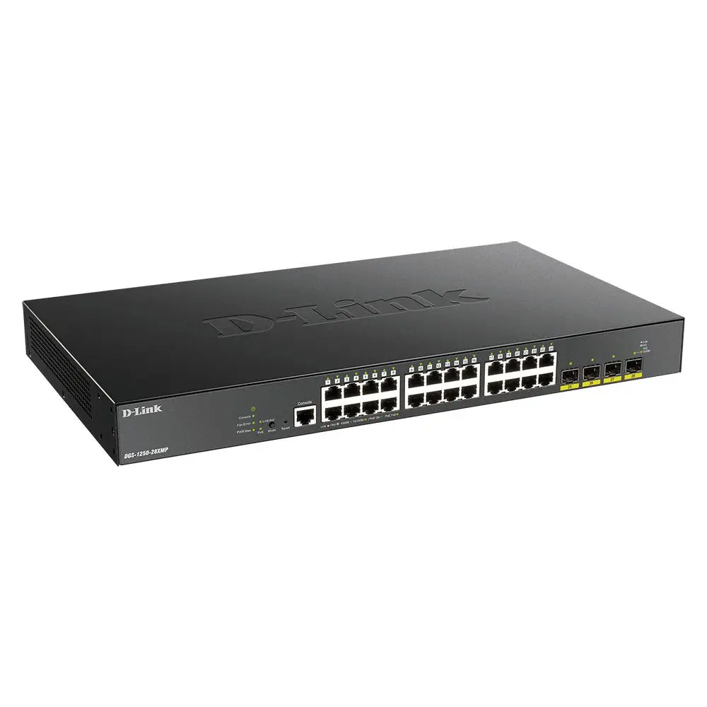 D Link DGS 1250 28XMP 24 Port Power Over Ethernet Smart Switch with 4 x SFP Plus Ports