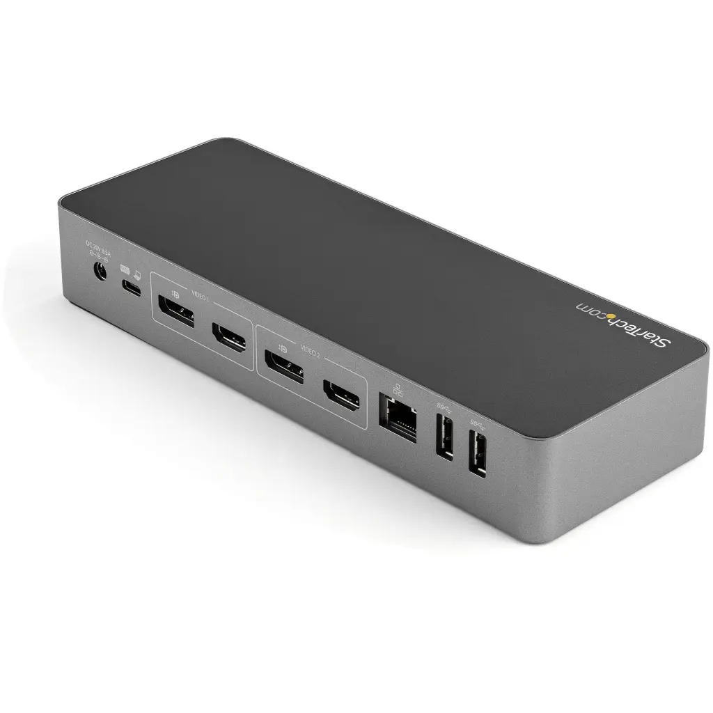 StarTech.com USB-C and USB-A Dock Hybrid Universal Laptop Docking Station with 100W Power Delivery Dual Monitor 4K 60Hz HDMI and DisplayPort