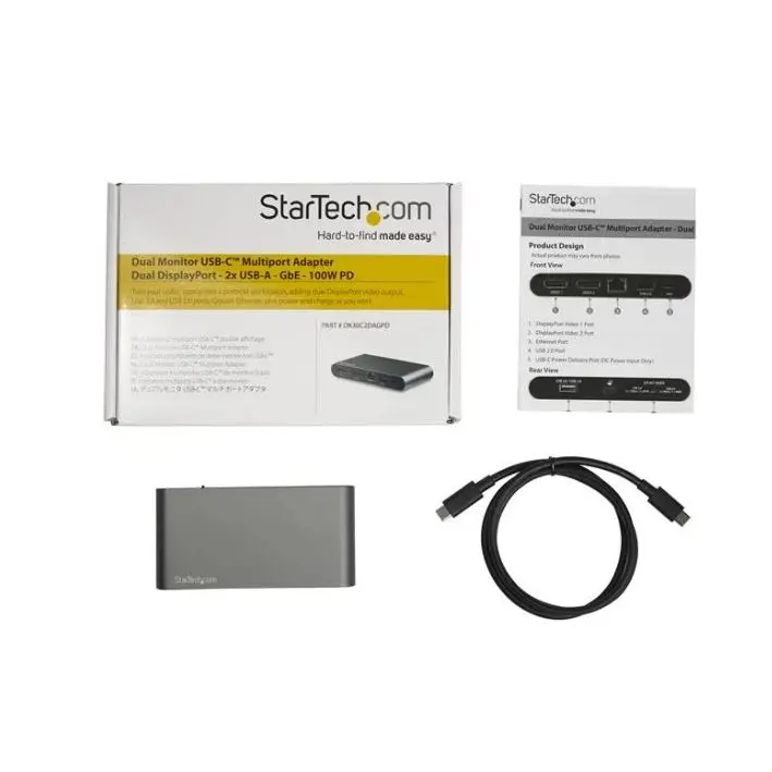 StarTech.com Dual USBC Multiport Adapter with DP 100W