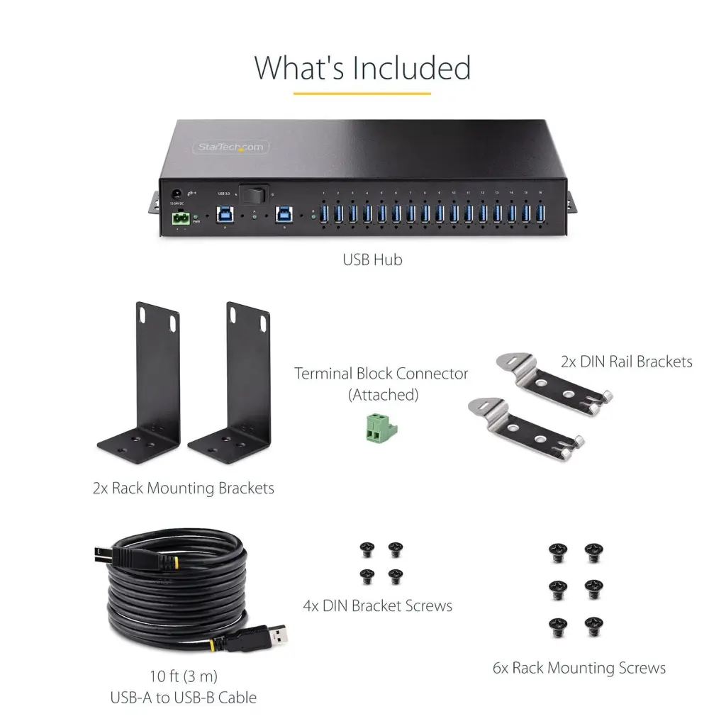 StarTech.com 16 Port Industrial USB 3.0 Hub Switch