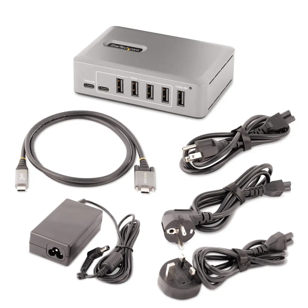 StarTech.com 10 Port USB-C Hub 8x USB-A and 2x USB-C Self-Powered with 65W Power Supply