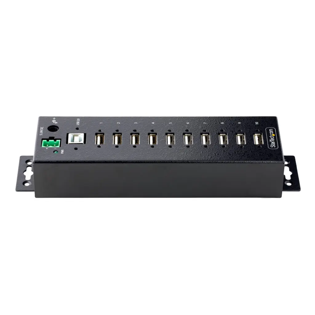 StarTech.com 10-Port Industrial USB 2.0 Rugged Hub with ESD Level 4 Protection