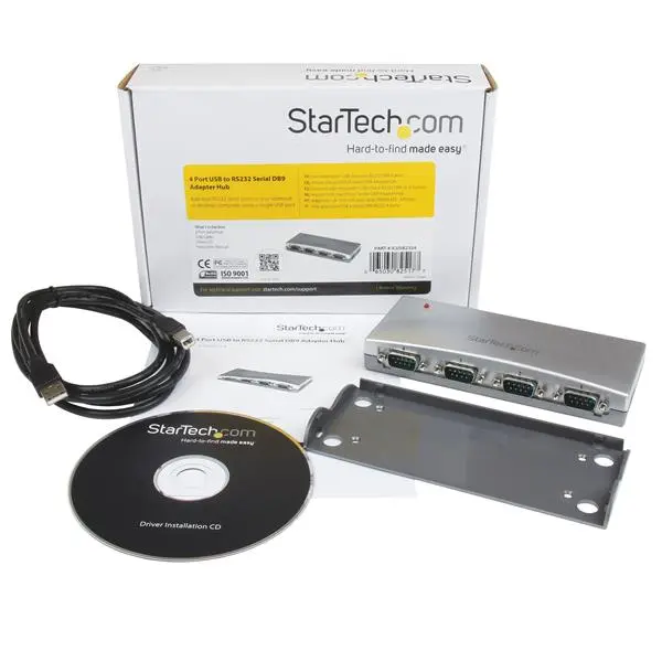 StarTech.com 4 Port USB to RS232 Serial DB9 Adapter Hub