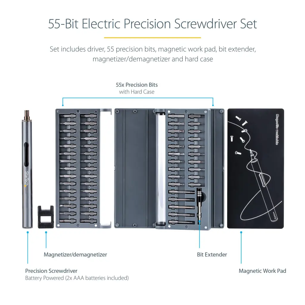 StarTech.com 55-Bit Electric Precision Screwdriver Set