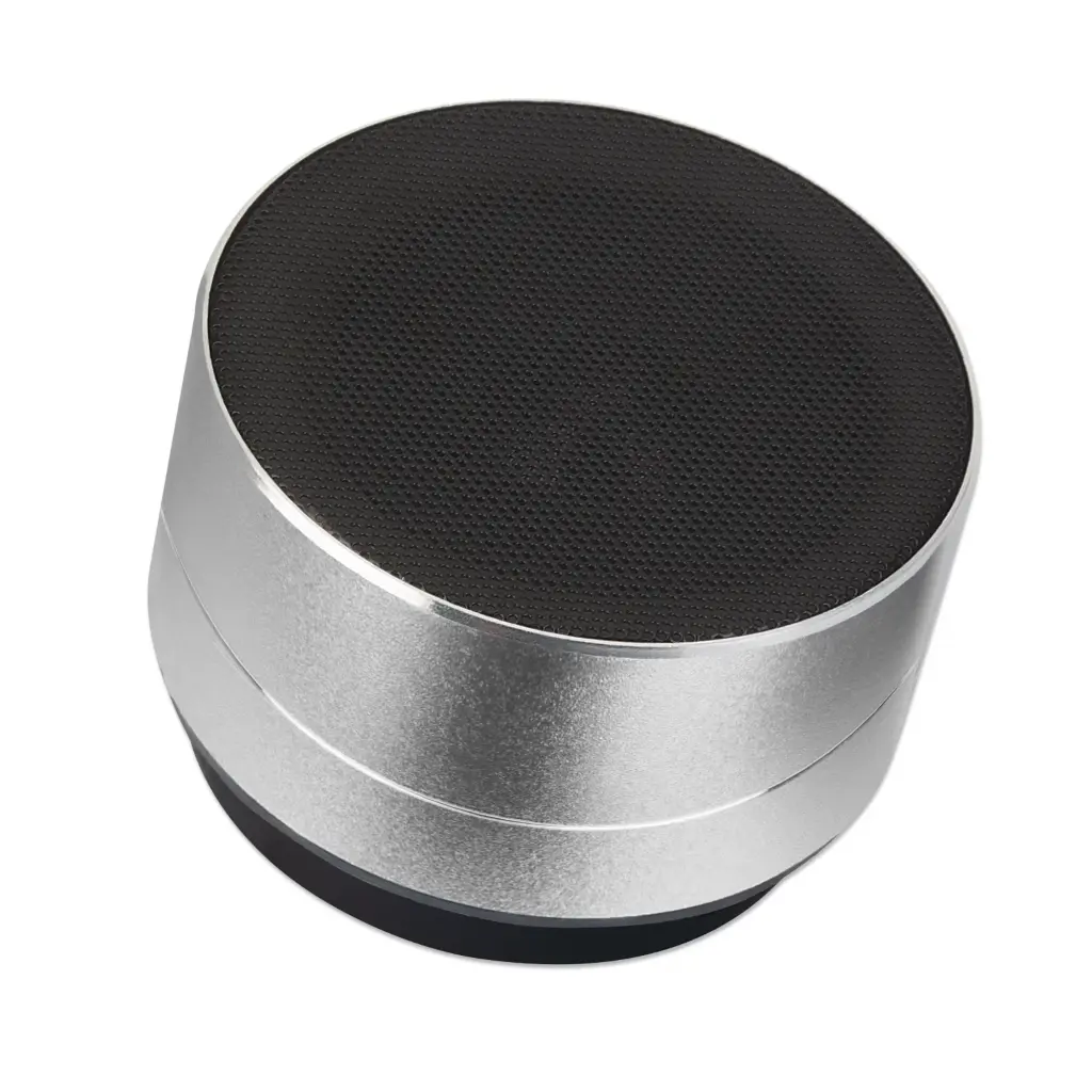 Manhattan Metallic Silver Bluetooth Speaker - Up to 5 Hours Playback Time; Splashproof; 10m Range; Aux 3.5mm Connector