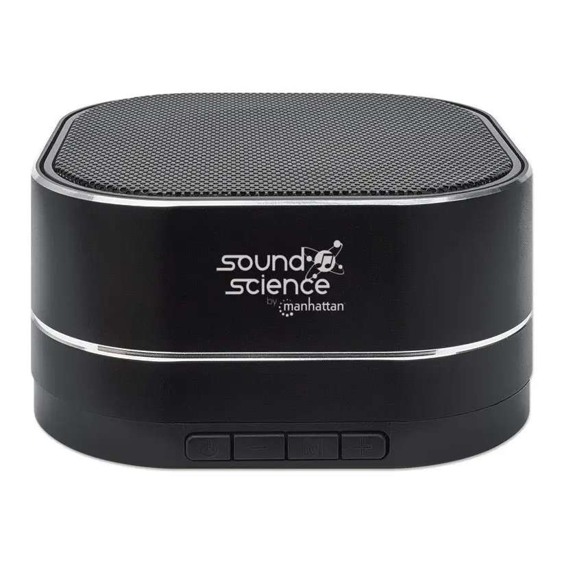 Manhattan Sound Science Metallic Black Bluetooth Speaker - Up to 6 Hours Playback Time; 10m Range; Aux 3.5mm Connector