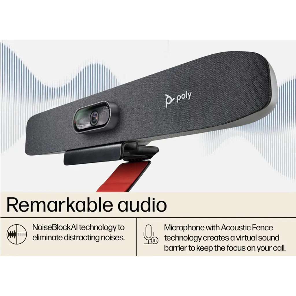 HP Poly Studio R30 4K USB-A Video Bar - For use with Zoom and Microsoft Teams