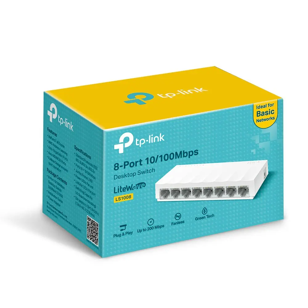 TP Link 8 Port Unmanaged Fast Ethernet 8 Port Network Switch