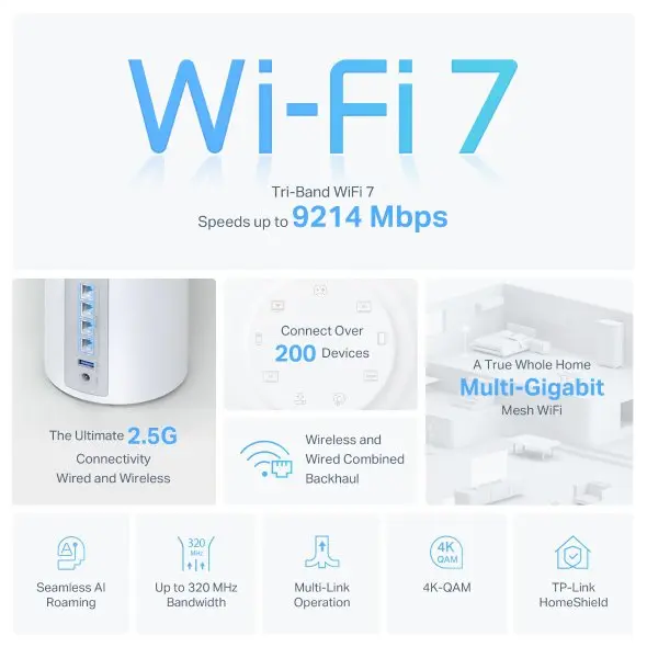 TP-Link BE9300 Whole Home Mesh WiFi 7 System