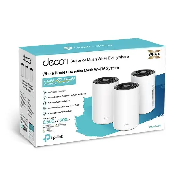 TP-Link AX3000 + G1500 Whole Home Powerline Mesh WiFi 6 System 3 Pack