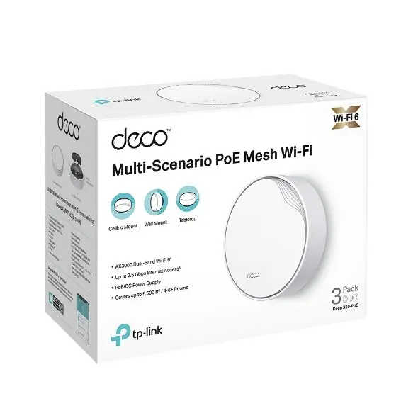 TP-Link AX3000 Whole Home Mesh WiFi 6 System with PoE 3 Pack