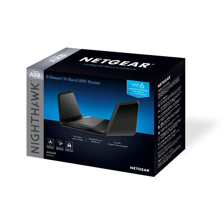 NETGEAR Nighthawk Tri-Band 5 Port 8-Stream AX6600 WiFi 6Gigabit Ethernet Router