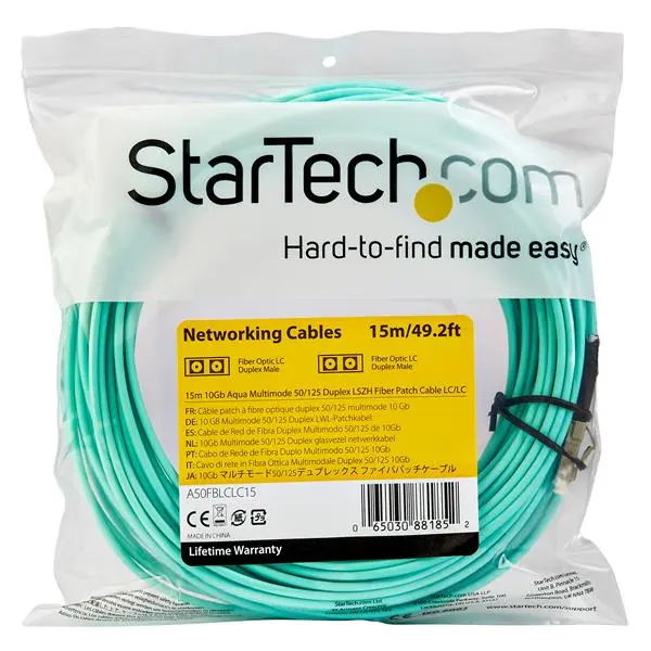 StarTech.com 15m OM3 LC LC Aqua Fiber Optical Cable