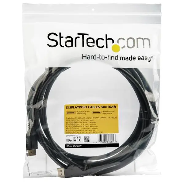 StarTech.com 5m 8K 60Hz HBR3 HDR VESA Certified DisplayPort 1.4 Cable