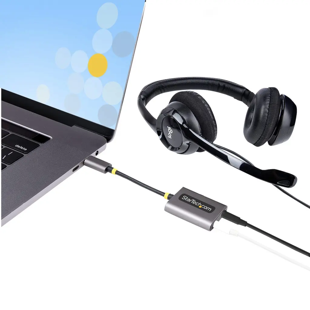 StarTech.com USB-C Headphone Splitter USB Type C Dual Mic Input USB C to 3.5mm Audio Adapter