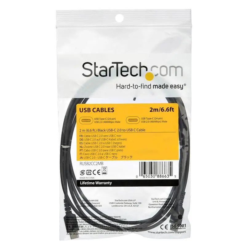 StarTech.com 2m Fast Charge and Sync USBC Cable Black