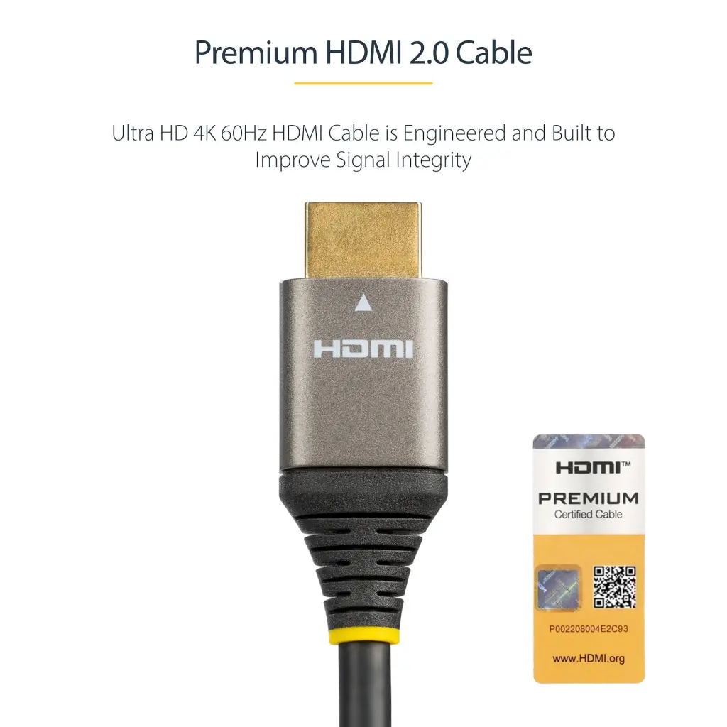 StarTech.com 1m Premium Certified 4K 60Hz HDMI 2.0 Cable