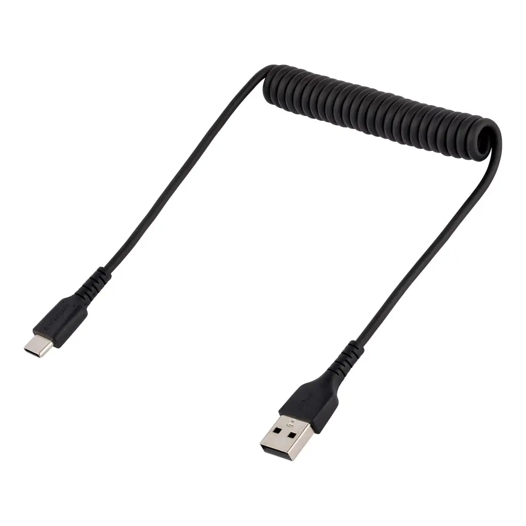 StarTech.com 0.5m USB A to C Coiled Heavy Duty Fast Charge and Sync Charging Cable