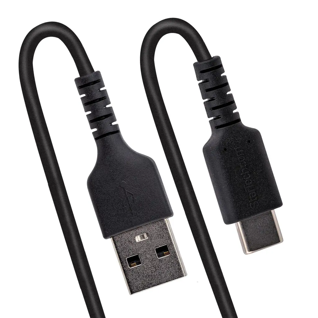 StarTech.com 0.5m USB A to C Coiled Heavy Duty Fast Charge and Sync Charging Cable