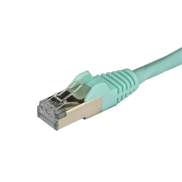 StarTech.com 0.5m Aqua CAT6a Ethernet Cable - 10 Gigabit Shielded Snagless RJ45 100W PoE - 10GbE STP Network Cable with Strain Relief