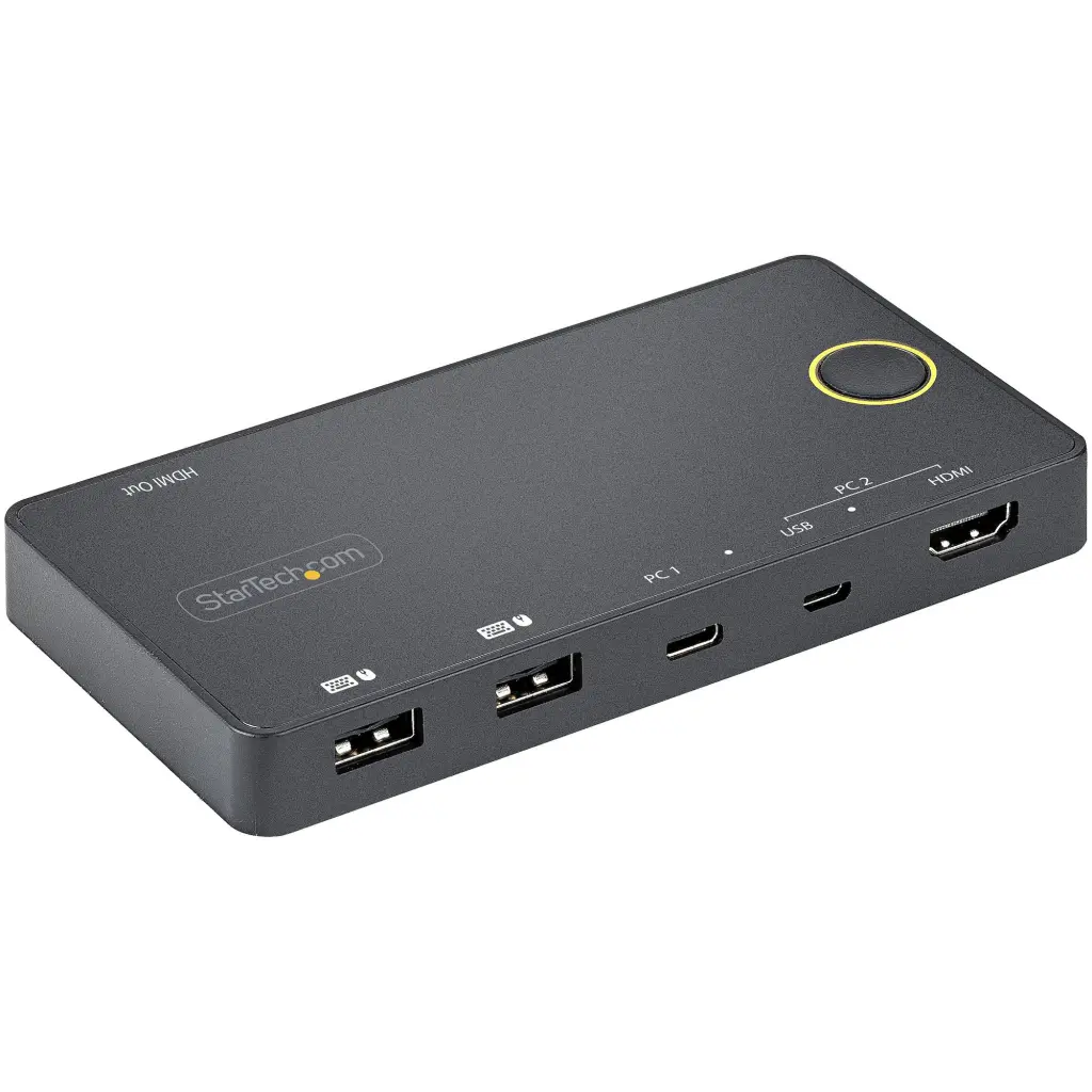 StarTech.com 2 Port Hybrid USB A HDMI USB C Single 4K 60Hz HDMI 2.0 KVM Switch