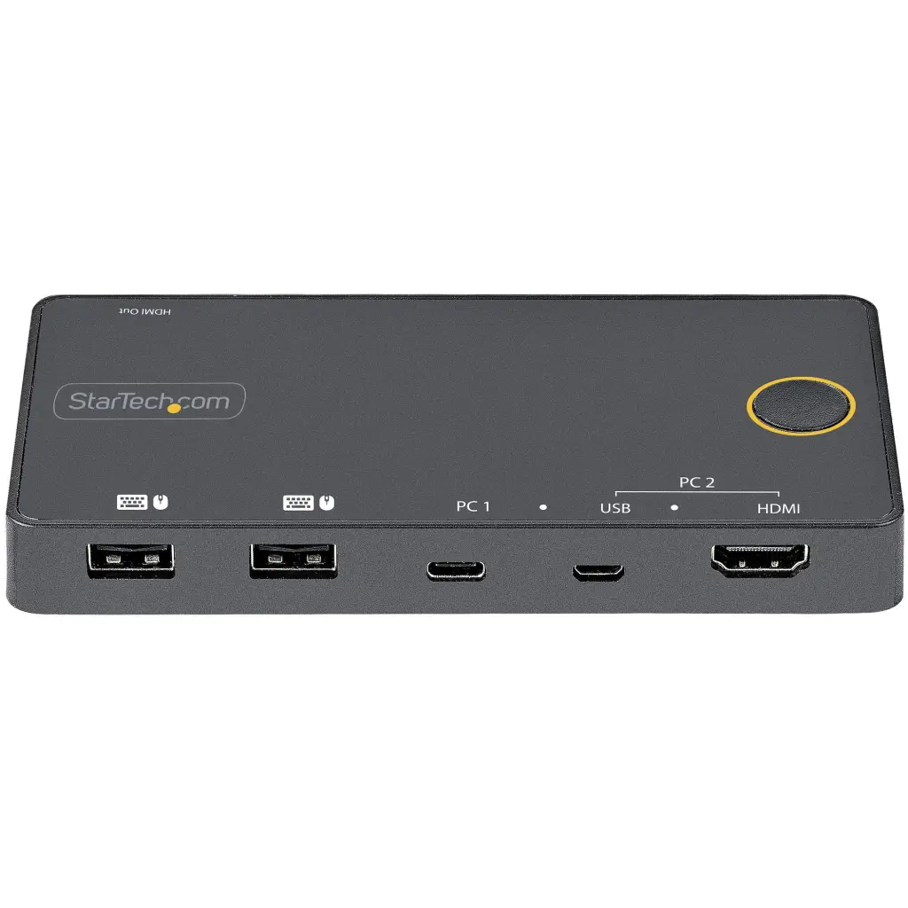 StarTech.com 2 Port Hybrid USB A HDMI USB C Single 4K 60Hz HDMI 2.0 KVM Switch