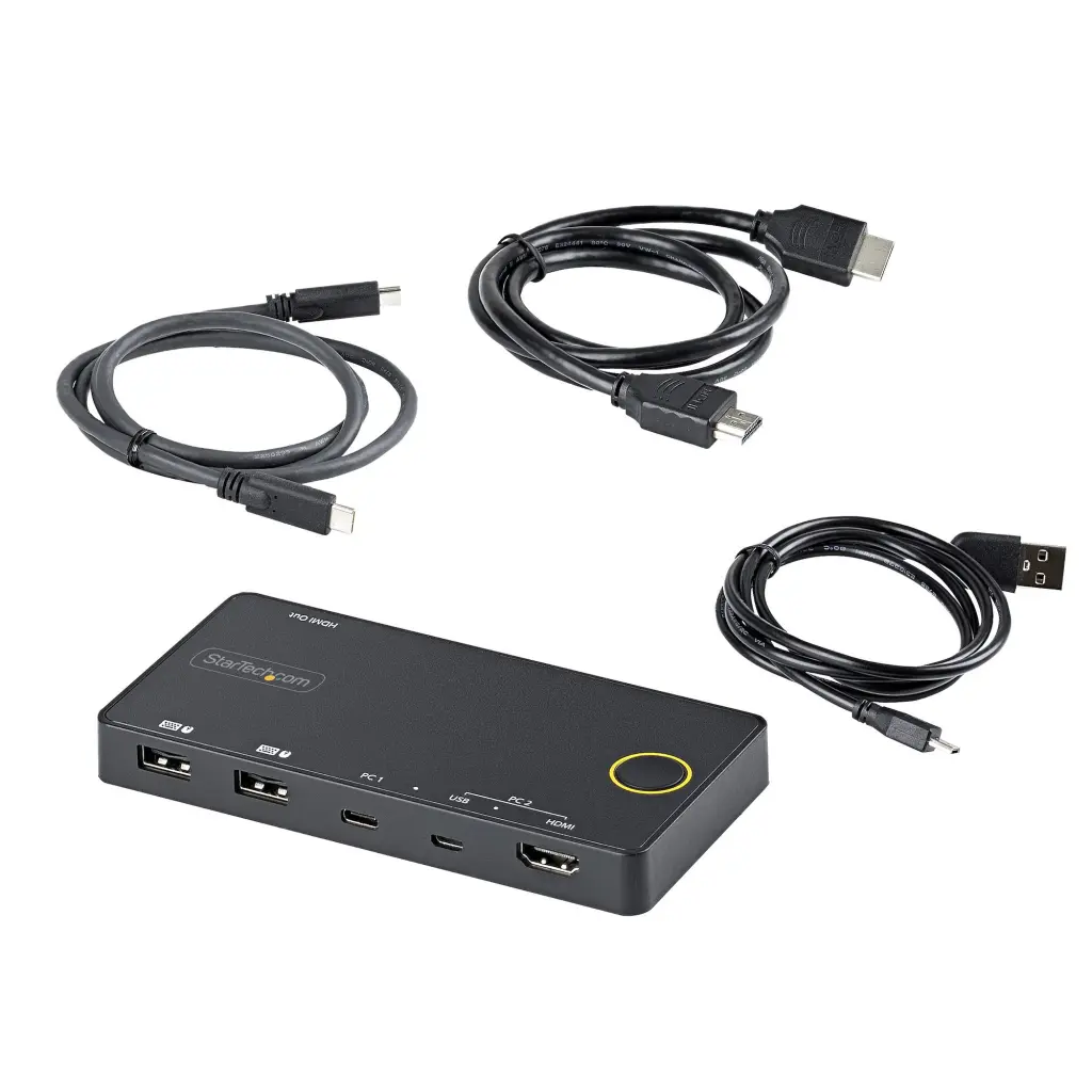 StarTech.com 2 Port Hybrid USB A HDMI USB C Single 4K 60Hz HDMI 2.0 KVM Switch