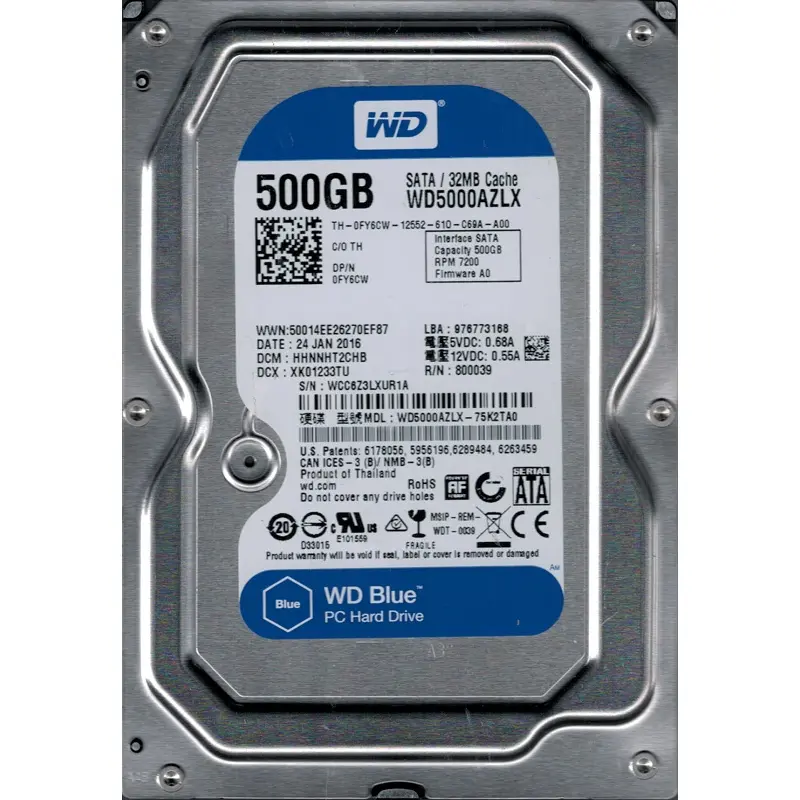 Western Digital Caviar Blue 500GB 3.5 Inch SATA 6Gbs 7200 RPM Internal Hard Drive