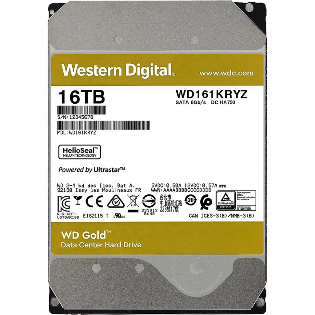 Western Digital Gold 16TB SATA 6Gbs 7200 RPM 512MB Cache 3.5 Inch Internal Hard Disk Drive