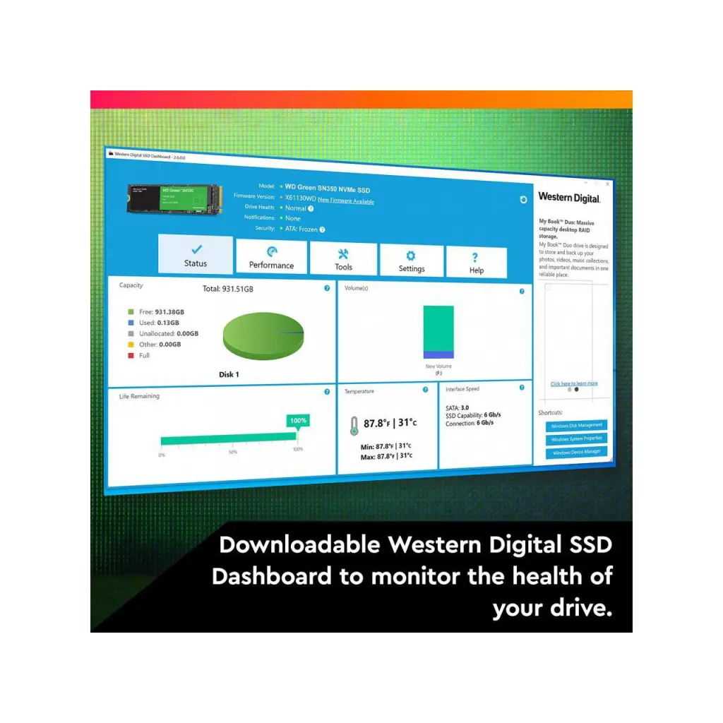 Western Digital Green 2TB PCIe G3 QLC NVMe M.2 Internal Solid State Drive