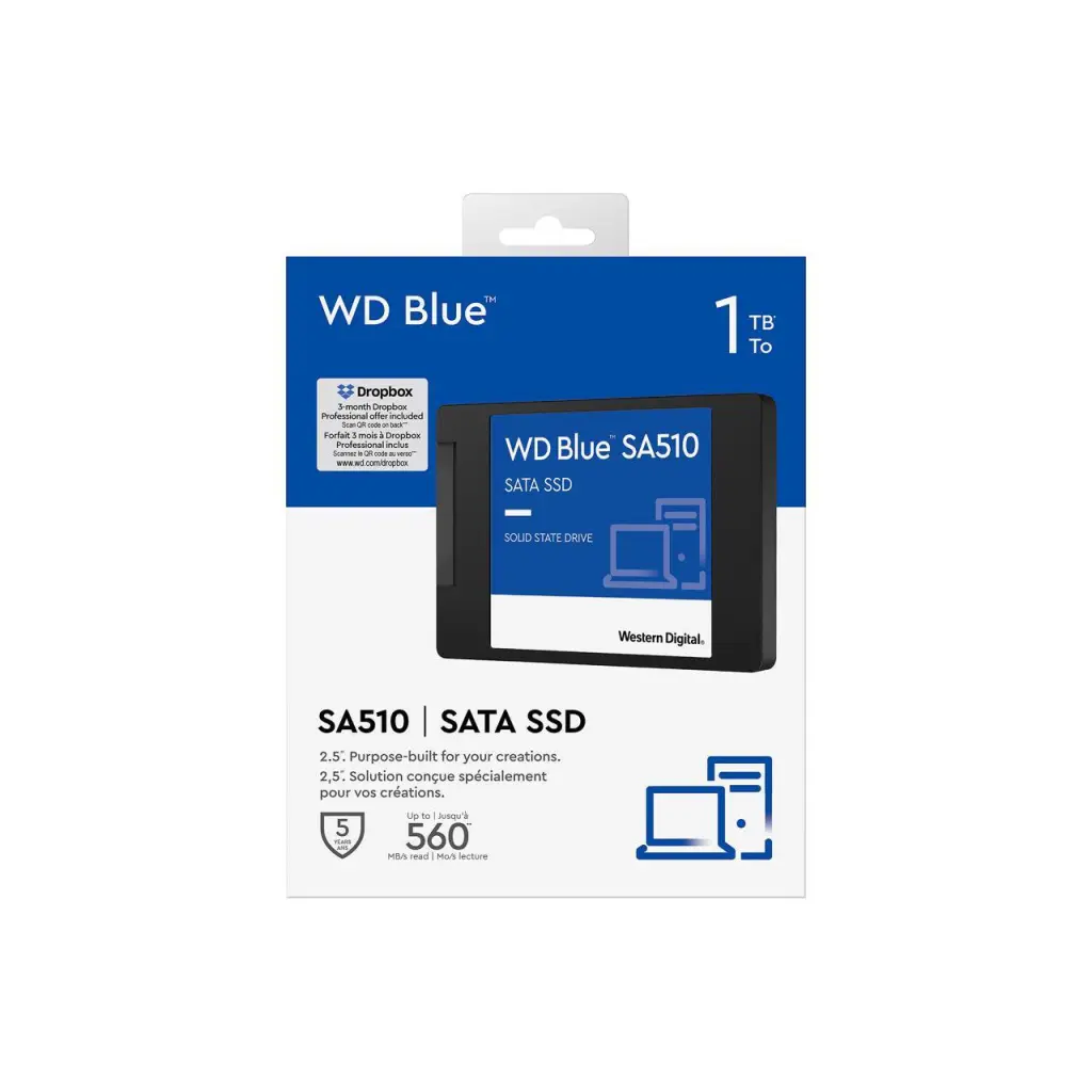 Western Digital Blue SA510 1TB SATA 6Gbs 2.5 Inch V3 560Mbs Read Speed 520Mbs Write Speed Internal Solid State Drive