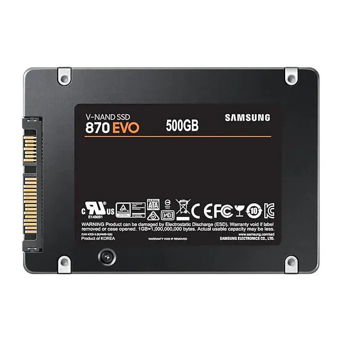 Samsung 870 EVO 2.5 Inch 500GB Serial ATA III VNAND Internal Solid State Drive Up to 560MBs Read Speed Up to 530MBs Write Speed