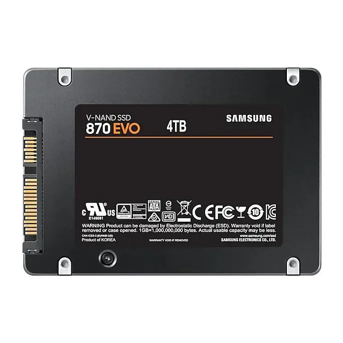 Samsung 870 EVO 2.5 Inch 4TB Serial ATA III VNAND Internal Solid State Drive Up to 560MBs Read Speed Up to 530MBs Write Speed