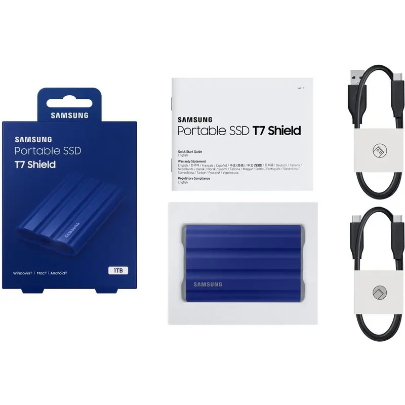 Samsung 1TB Shield USB C 1050Mbs Read Speed 1000Mbs Write Speed Portable Blue External Solid State Drive