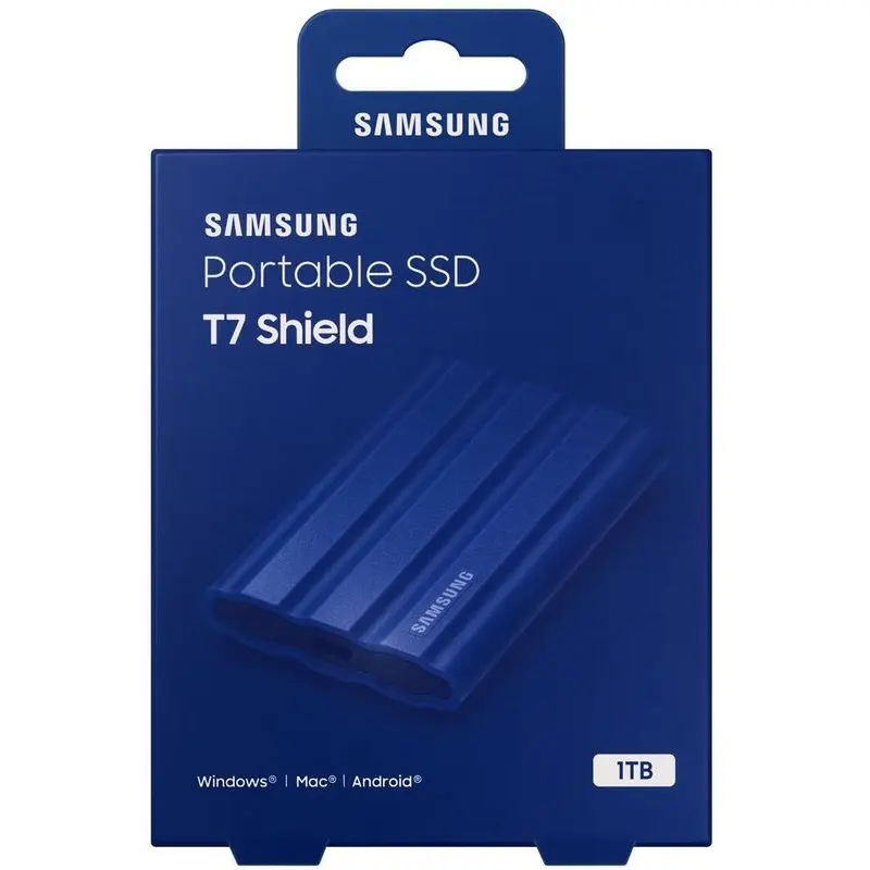 Samsung 1TB Shield USB C 1050Mbs Read Speed 1000Mbs Write Speed Portable Blue External Solid State Drive