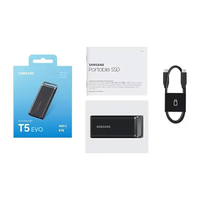 Samsung T5 Evo 8TB USB 3.2 Gen 1 Black External Solid State Drive