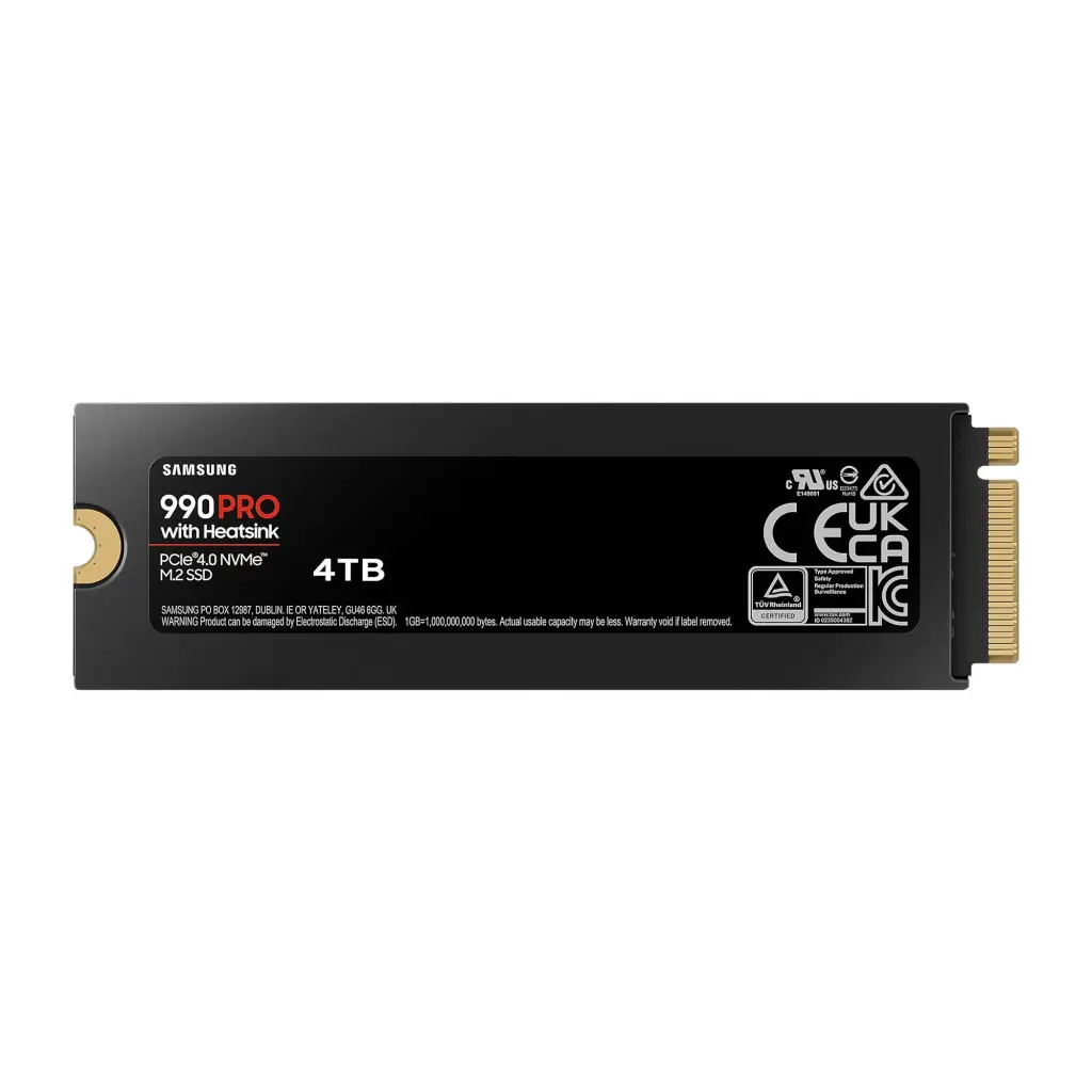 Samsung 990 Pro 4TB M.2 PCI Express 4.0 V-NAND TLC NVMe Internal Solid State Drive with Heatsink