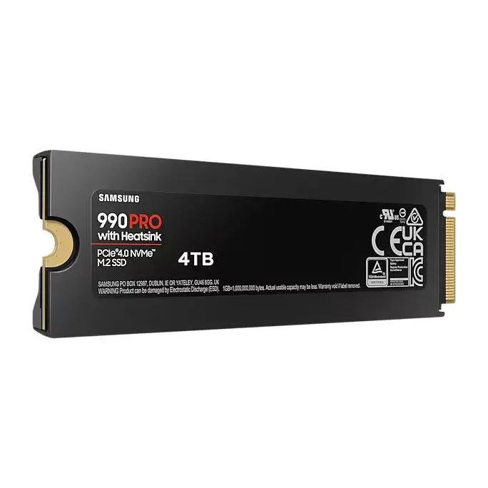 Samsung 990 Pro 4TB M.2 PCI Express 4.0 V-NAND TLC NVMe Internal Solid State Drive with Heatsink