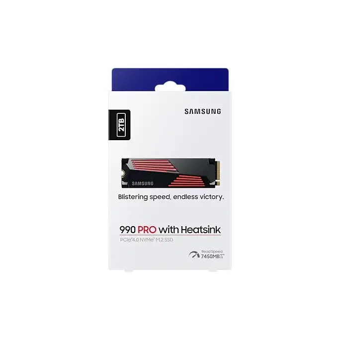 Samsung MZ-V9P2T0 990 PRO 2TB PCI Express 4.0 V-NAND MLC NVMe Internal Solid State Drive with Heatsink