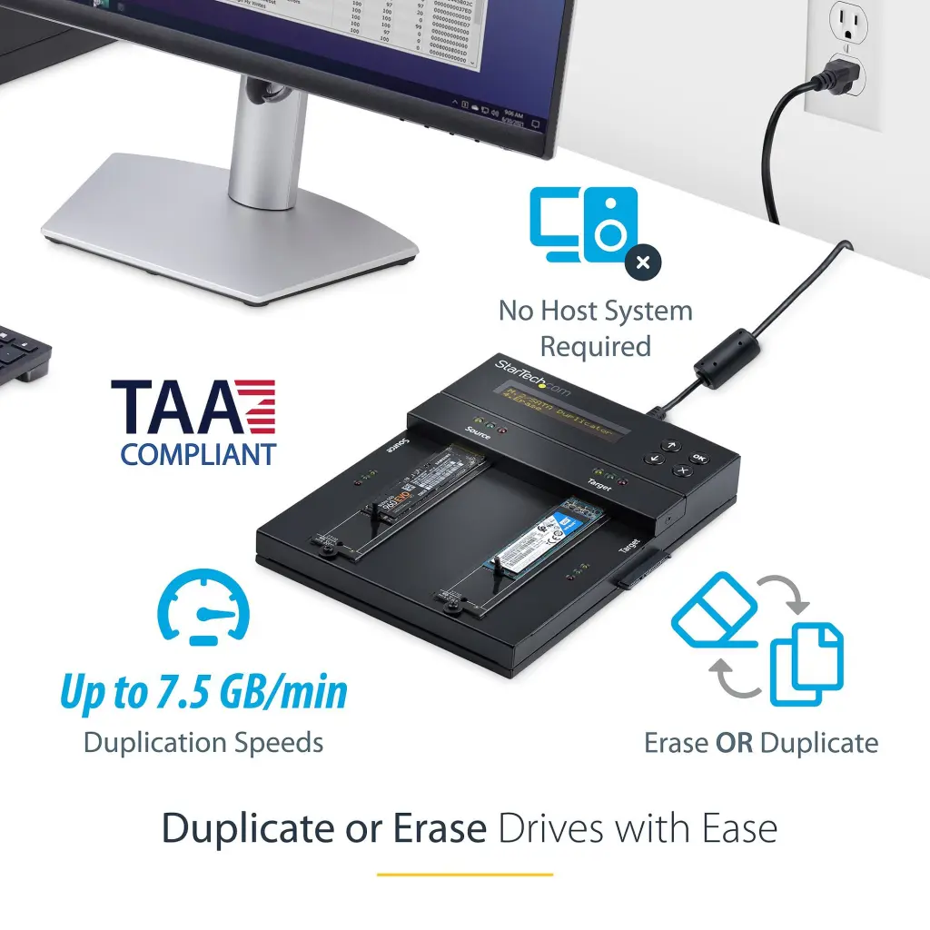 StarTech.com Standalone M.2 SATA and M.2 NVMe Duplicator and Eraser