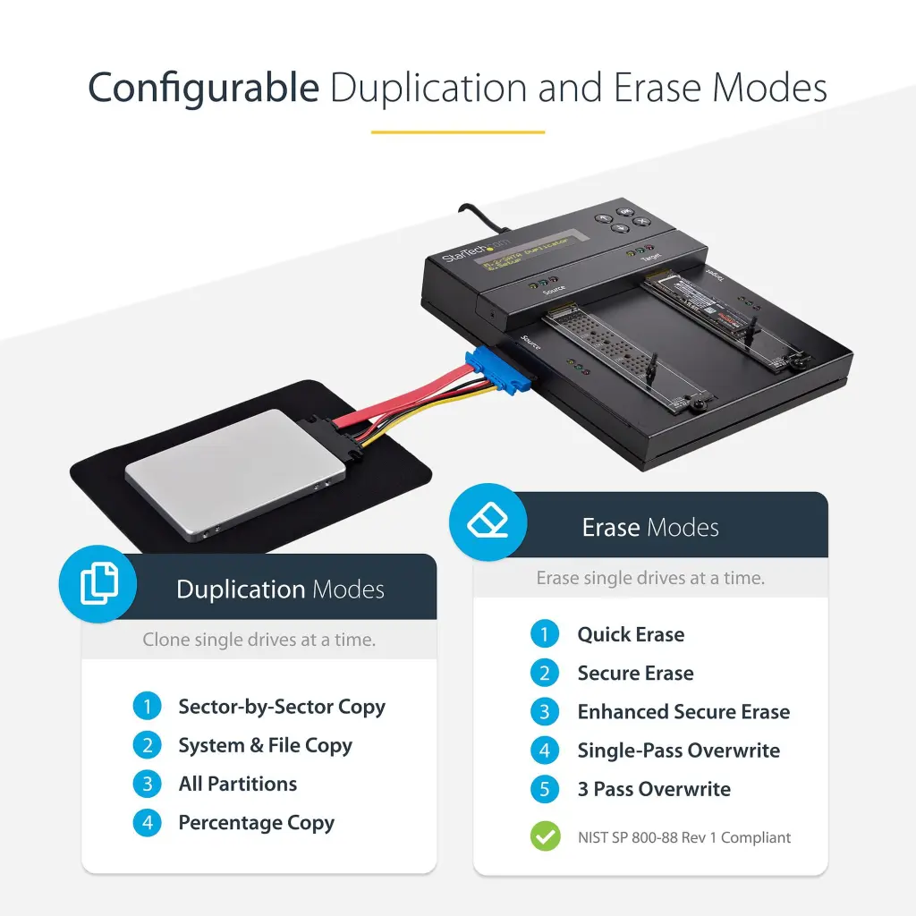 StarTech.com Standalone M.2 SATA and M.2 NVMe Duplicator and Eraser