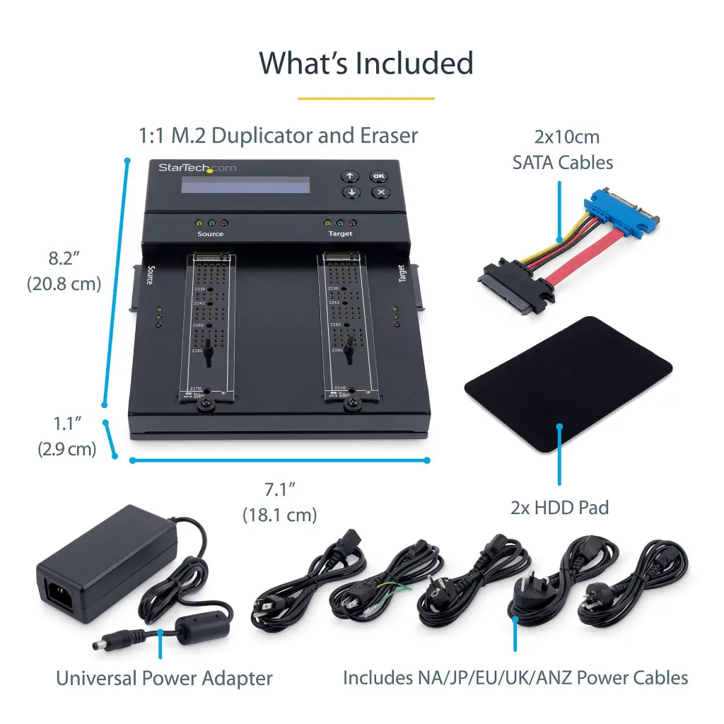 StarTech.com Standalone M.2 SATA and M.2 NVMe Duplicator and Eraser