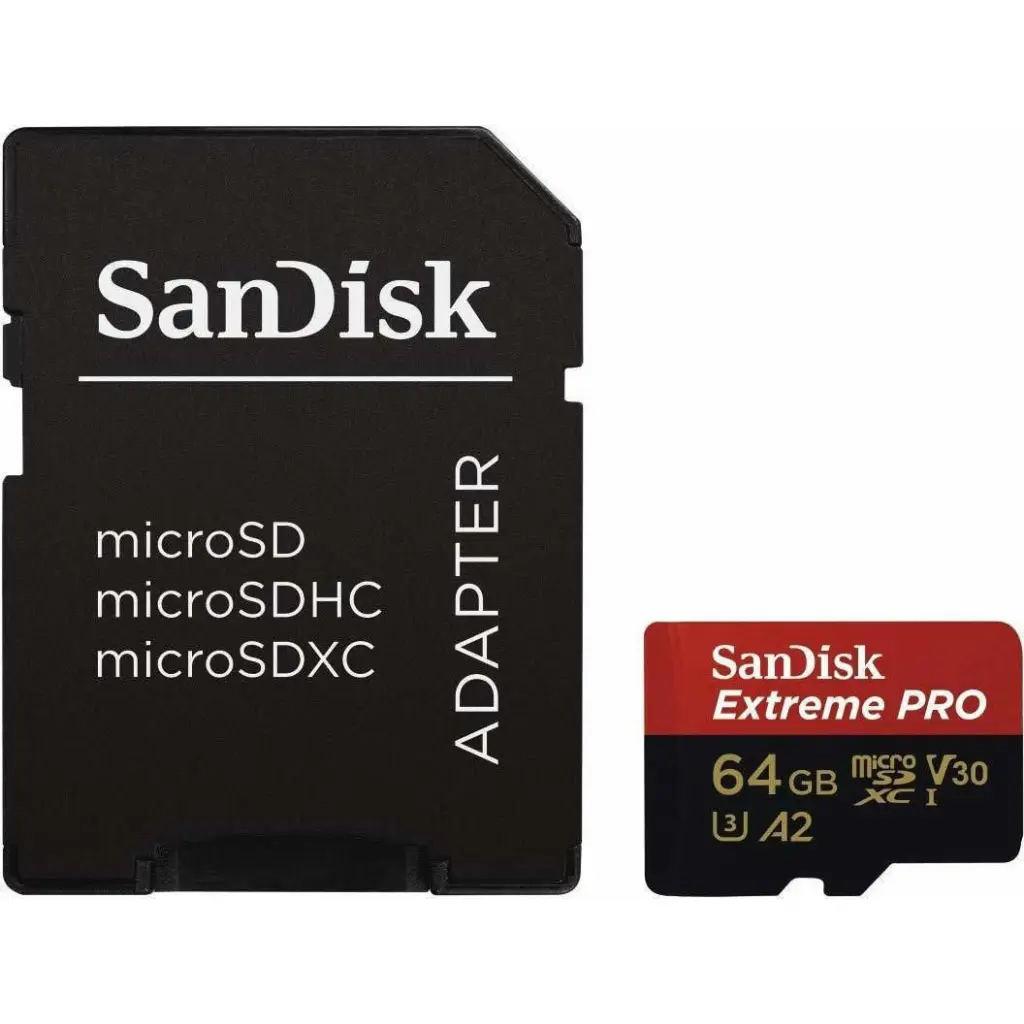 SanDisk Extreme PRO 64GB MicroSDXC Memory Card and Adapter