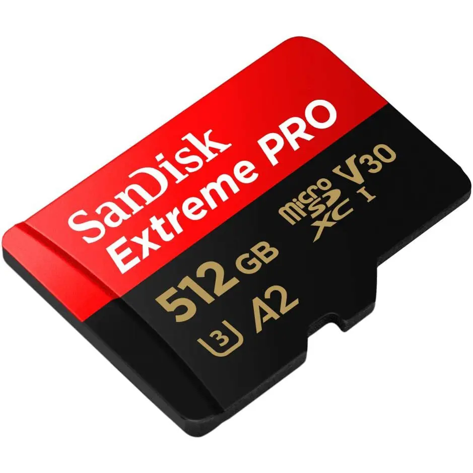 SanDisk Extreme PRO 512GB MicroSDXC UHS-I Class 10 Memory Card and Adapter