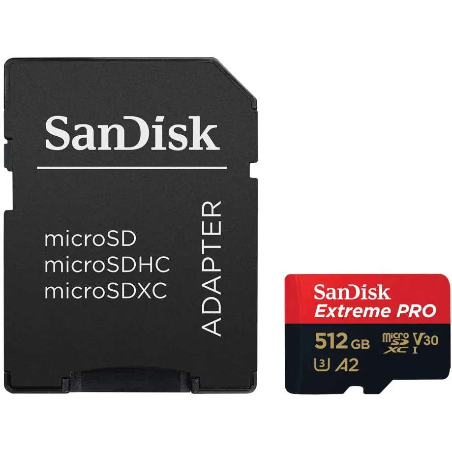 SanDisk Extreme PRO 512GB MicroSDXC UHS-I Class 10 Memory Card and Adapter