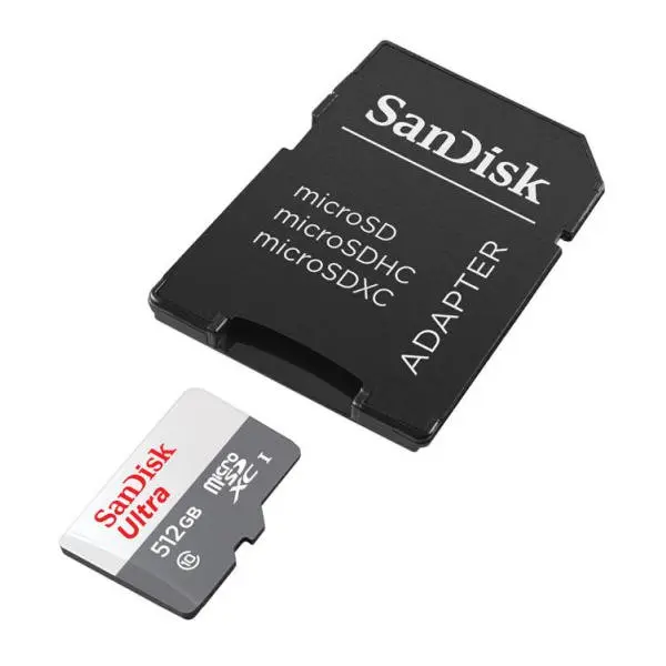 SanDisk Ultra 512GB Class 10 A1 UHS-I U1 MicroSDXC Memory Card and Adapter