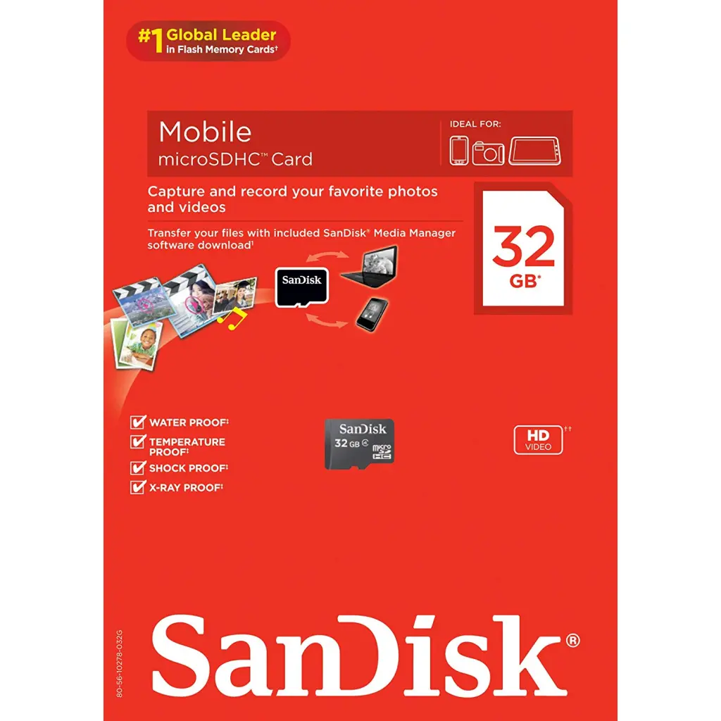 SanDisk SDSDQM 32GB Class 4 MicroSDHC Memory Card and Adapter